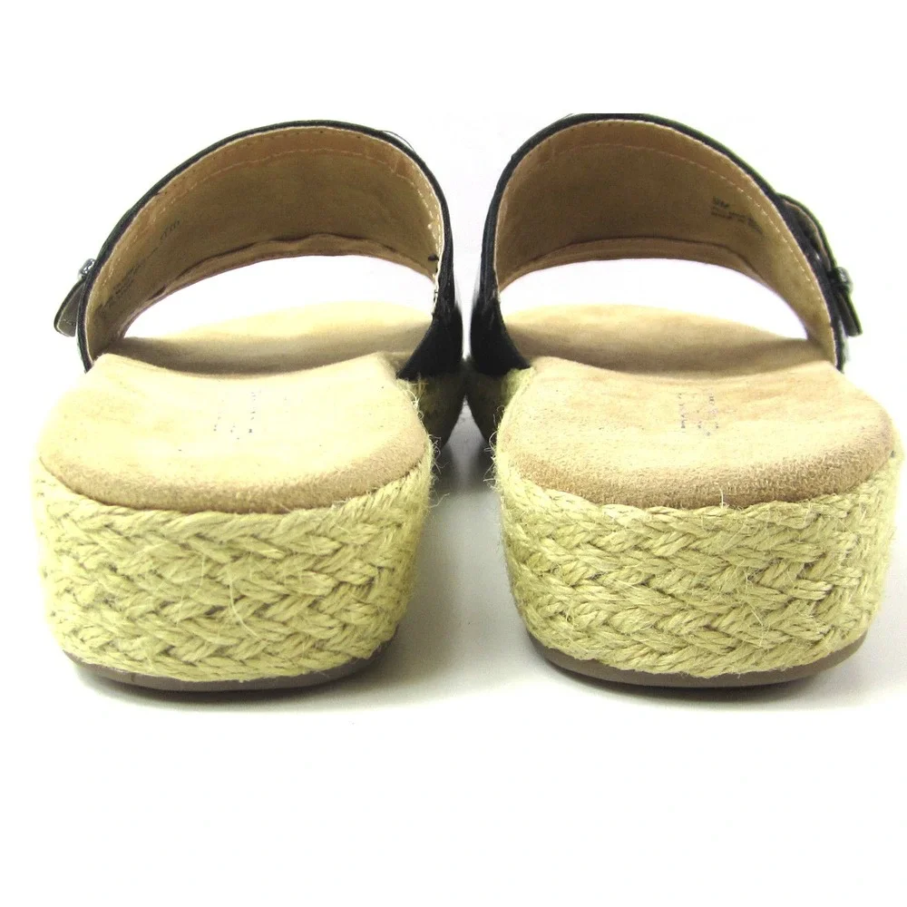 Aerosoles Glorify Women's Black Espadrille Platform Sandal‎ Buckle Size 9 M